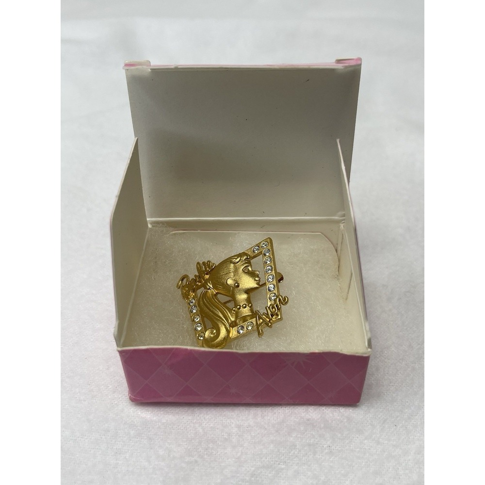 Vintage Barbie Avon Collection Goldtone Brooch With Rhinestones